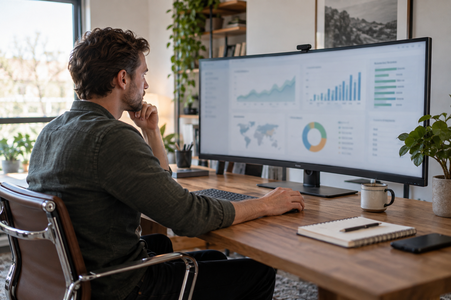 Analist werkt aan een presentatie met grafieken